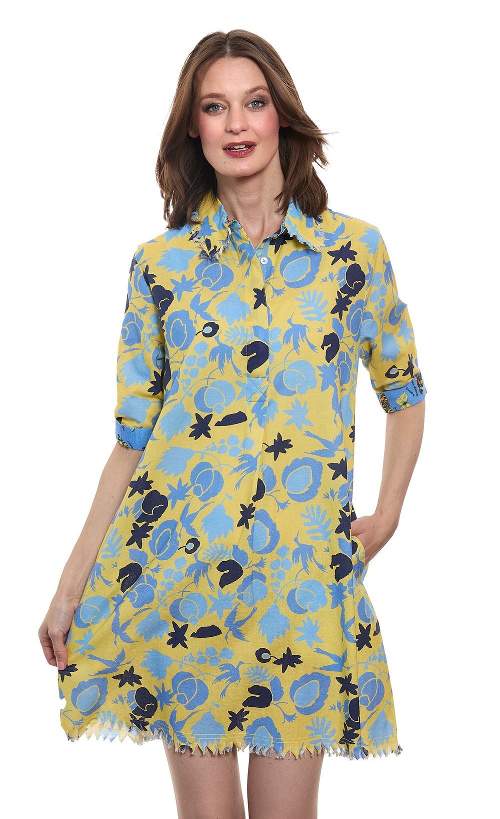 Chatham Dress Yellow Blue Floral from KADOU Boutique