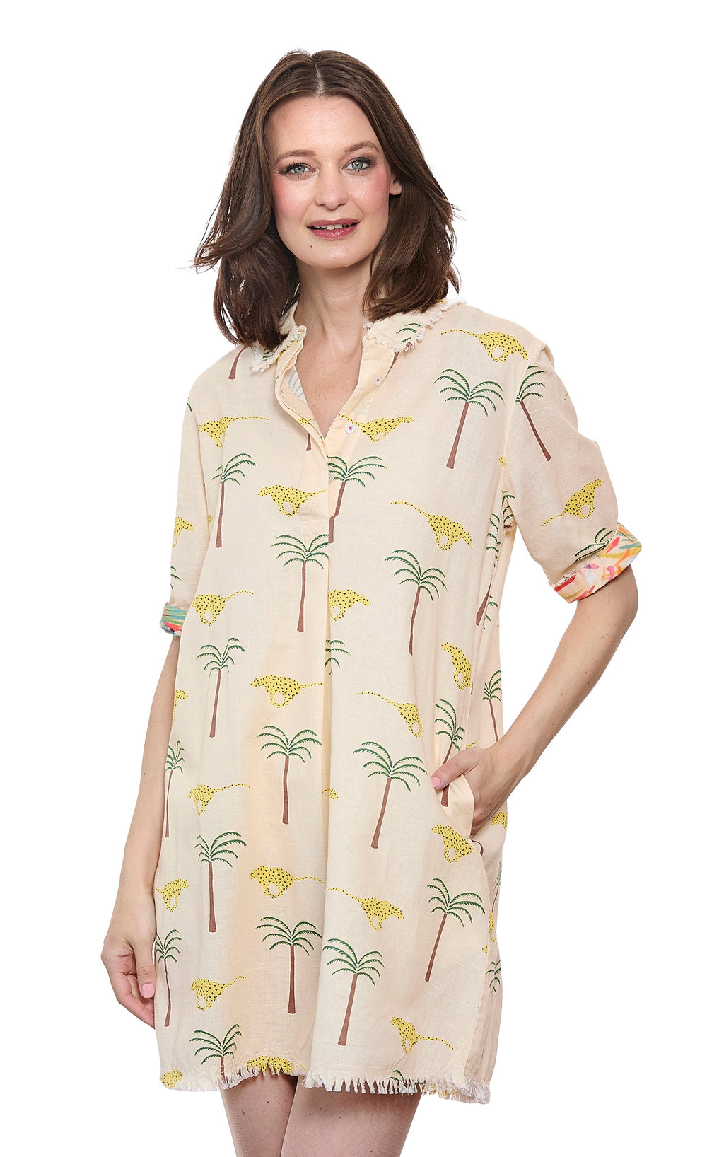 Chatham Dress Cheetahs and Palm Trees from KADOU Boutique