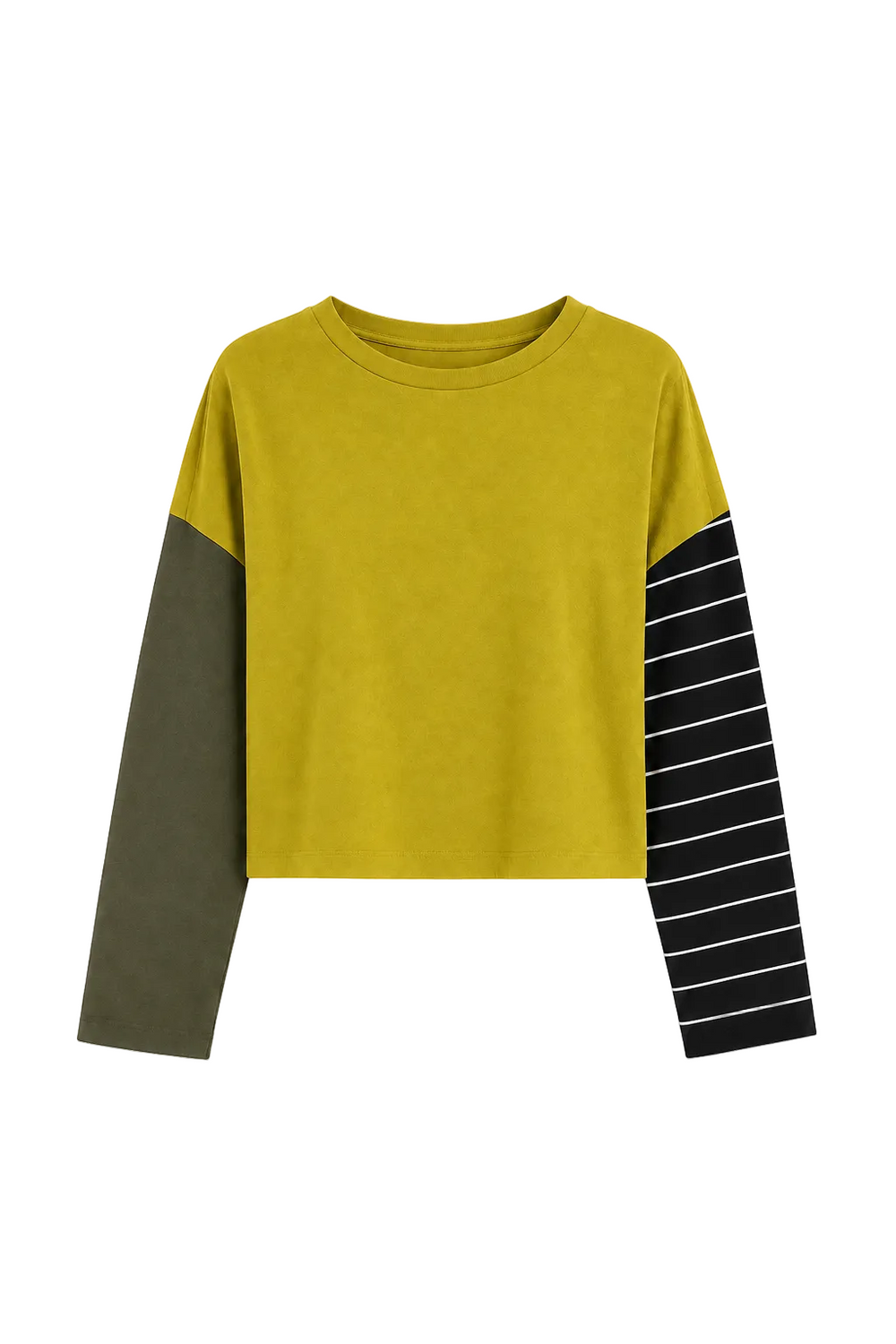 Pima Cotton Mixed Media Mini Luxury Boxy T-Shirt - Guacamole from KADOU Boutique