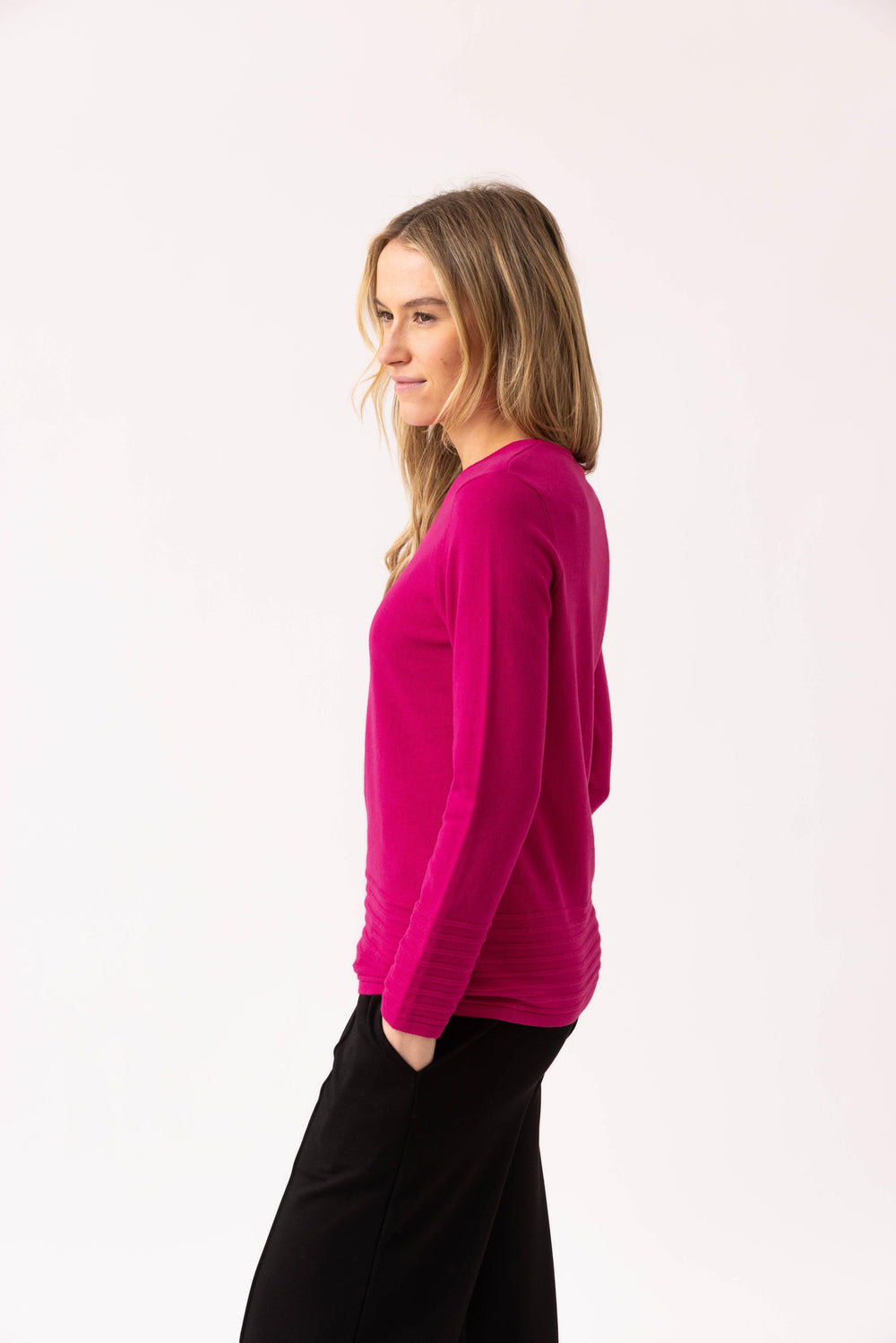 Round Neck Rib Knit Sweater from KADOU Boutique