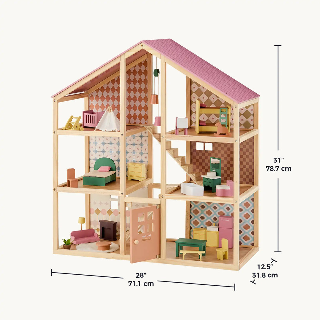 Tiny Land® Sweetwood Pegasus Dollhouse &amp; Wooden Dollhouse Dolls