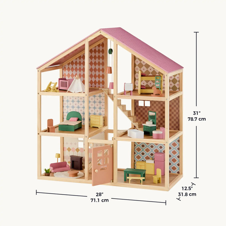 Tiny Land® Sweetwood Pegasus Dollhouse &amp; Wooden Dollhouse Dolls