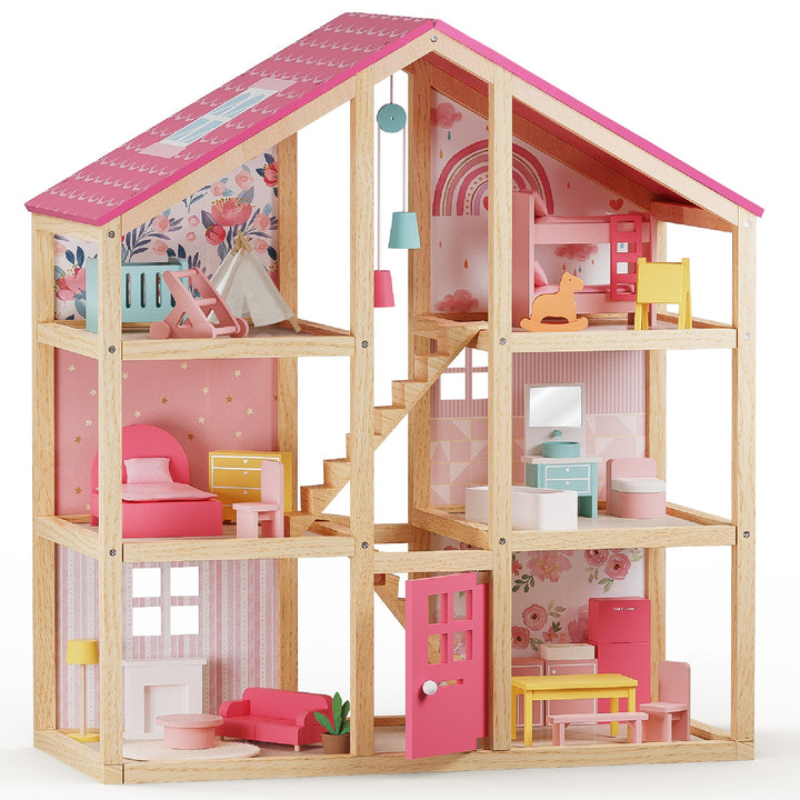 Tiny Land® Sweetwood Love Dollhouse &amp; Wooden Dollhouse Dolls