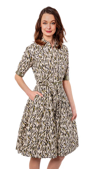 MRS. MAISEL OLIVE GREEN PRINT DRESS