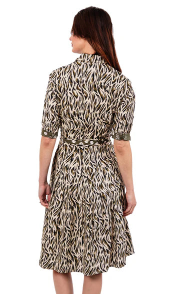 MRS. MAISEL OLIVE GREEN PRINT DRESS