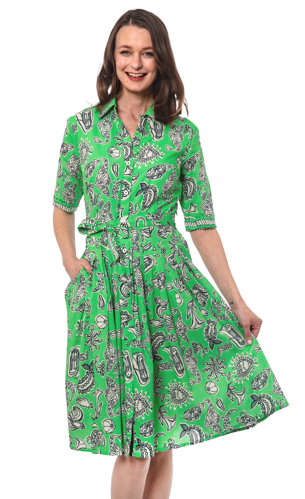 Mrs Maisel Green Black Whimsy Print from KADOU Boutique