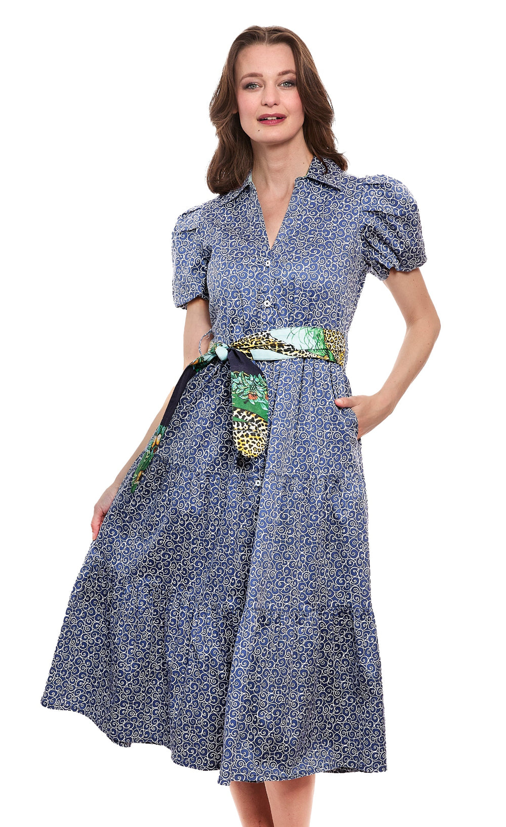 Litchfield Navy White Swirl Print from KADOU Boutique
