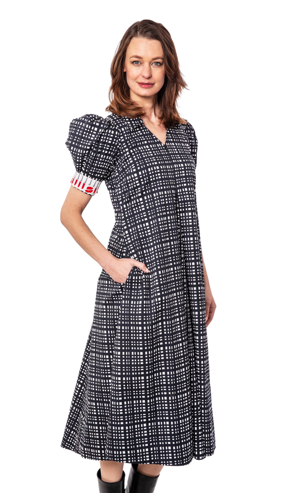 Montauk Dress Black and White Grid Dress from KADOU Boutique