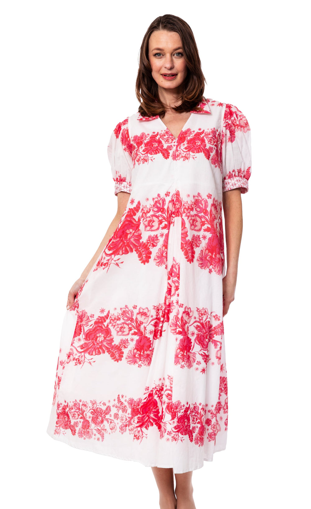 Montauk Dress Pink Floral Print from KADOU Boutique