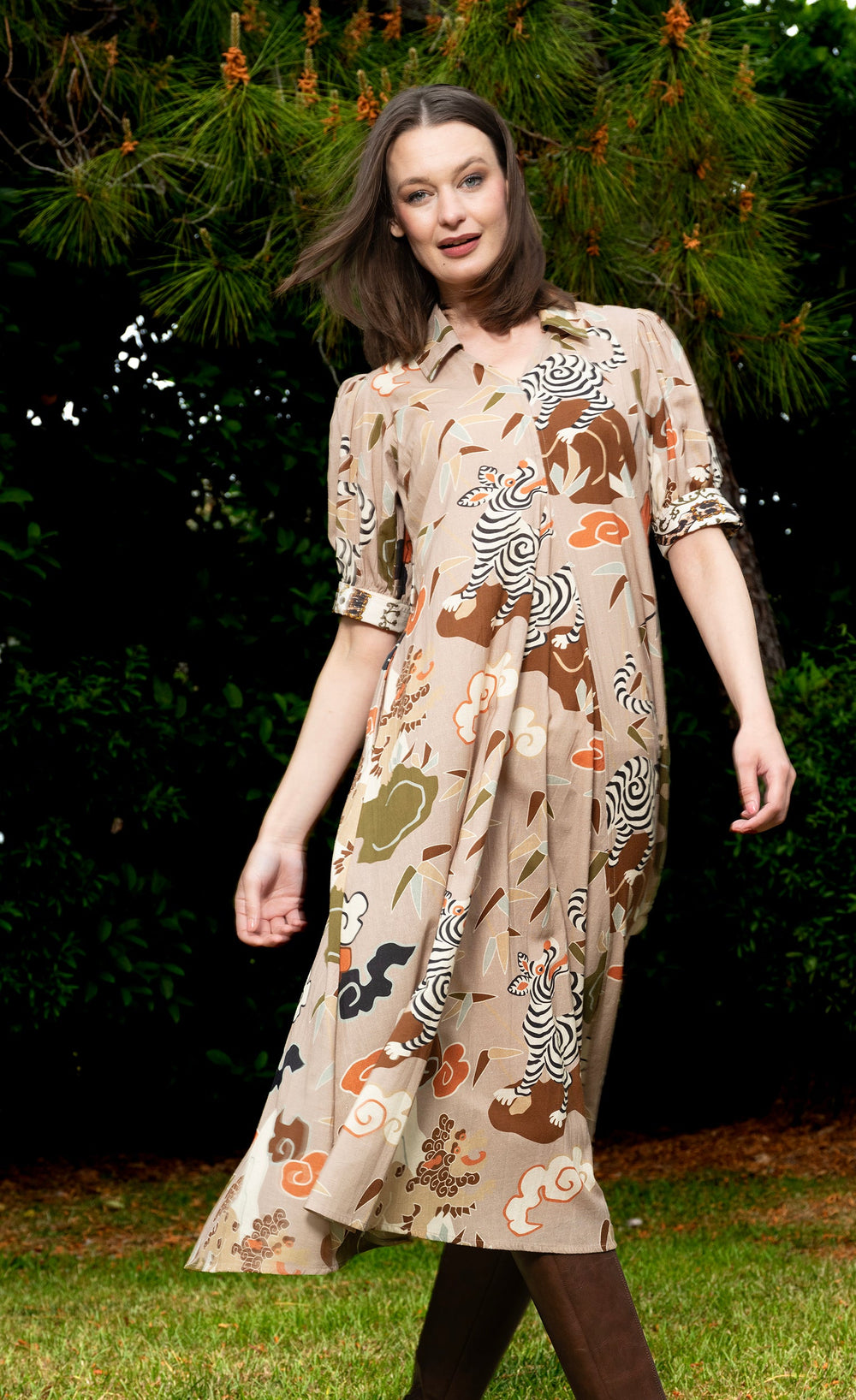 Montauk Dress Safari Print from KADOU Boutique