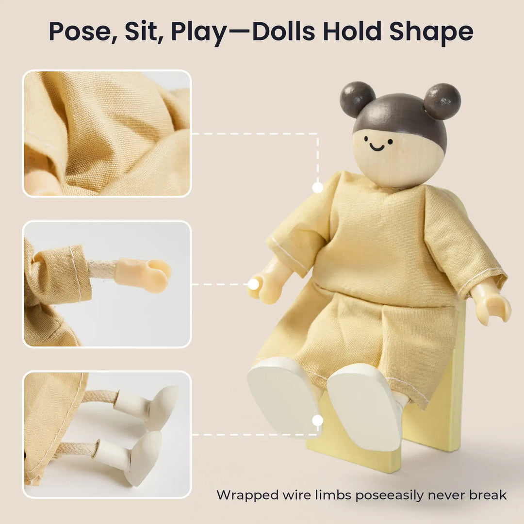 Tiny Land® Sweetwood Love Dollhouse &amp; Wooden Dollhouse Dolls