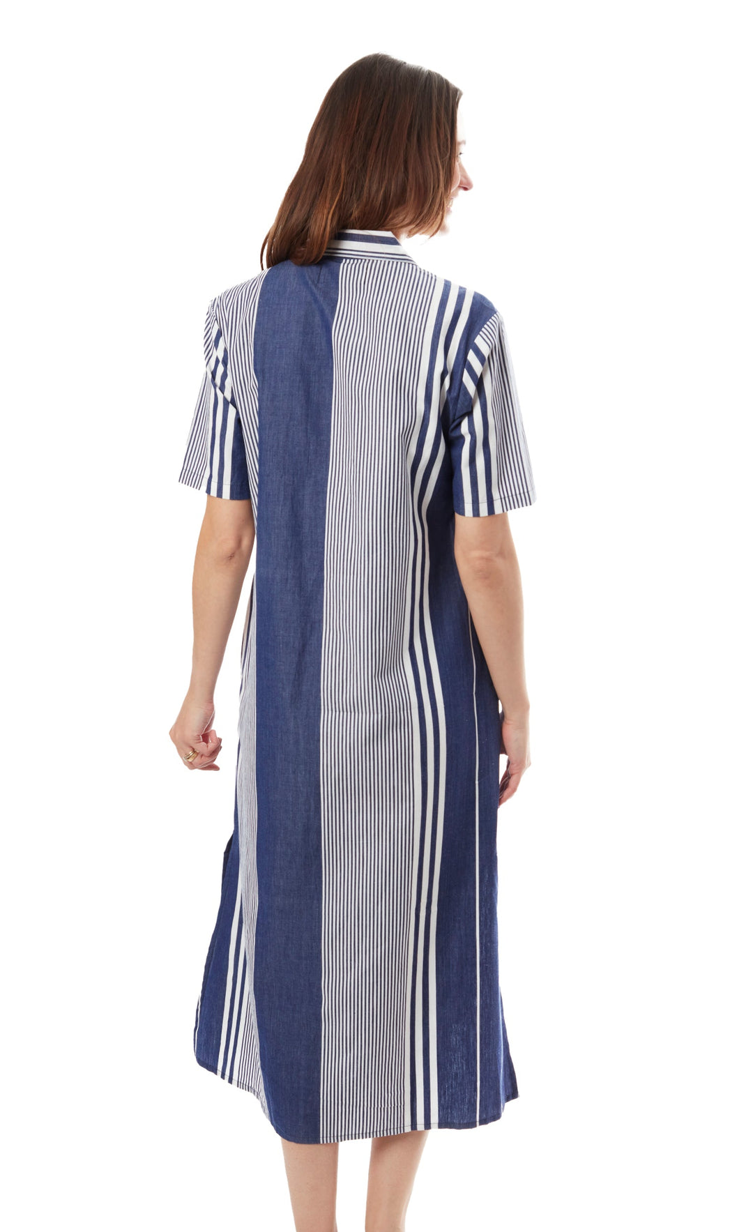 Breakers Dress Long Navy White Stripes from KADOU Boutique