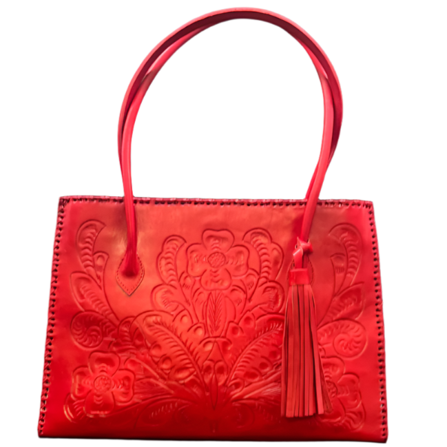 The Amy | Hand-Tooled Leather Tote Bag
