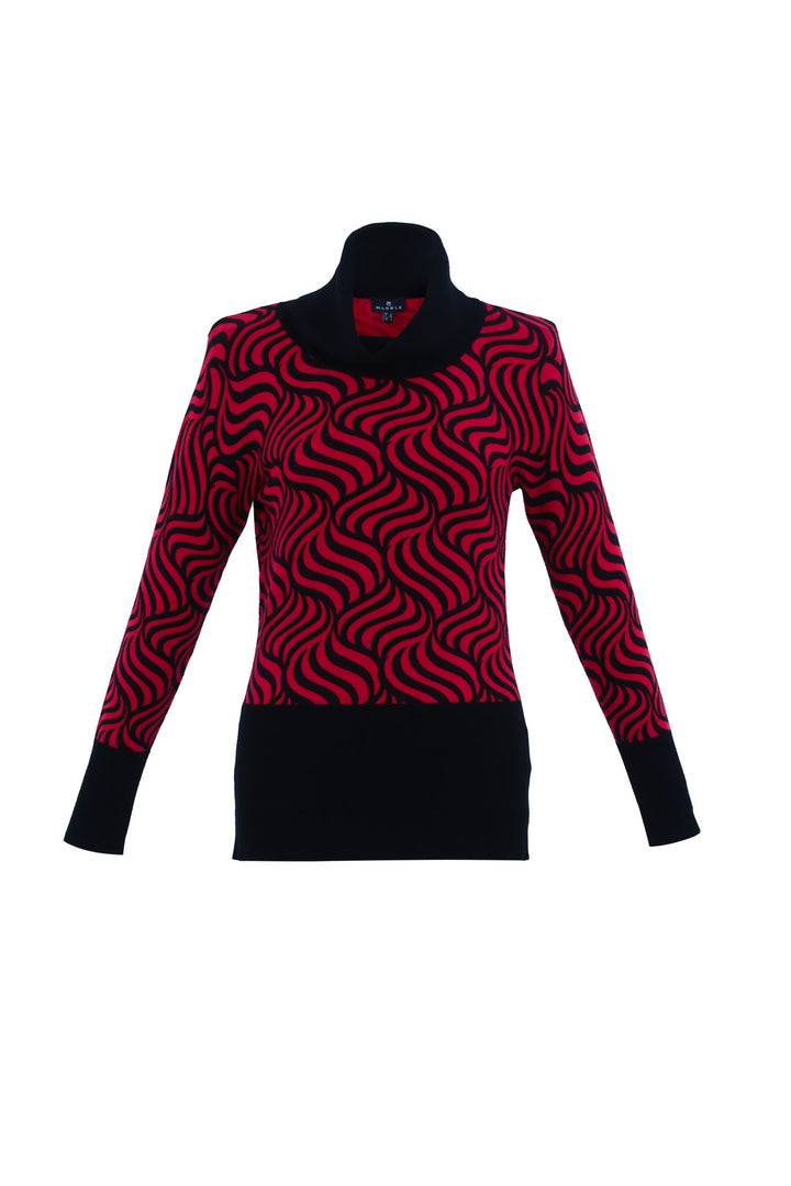 Women red and black knit sweater