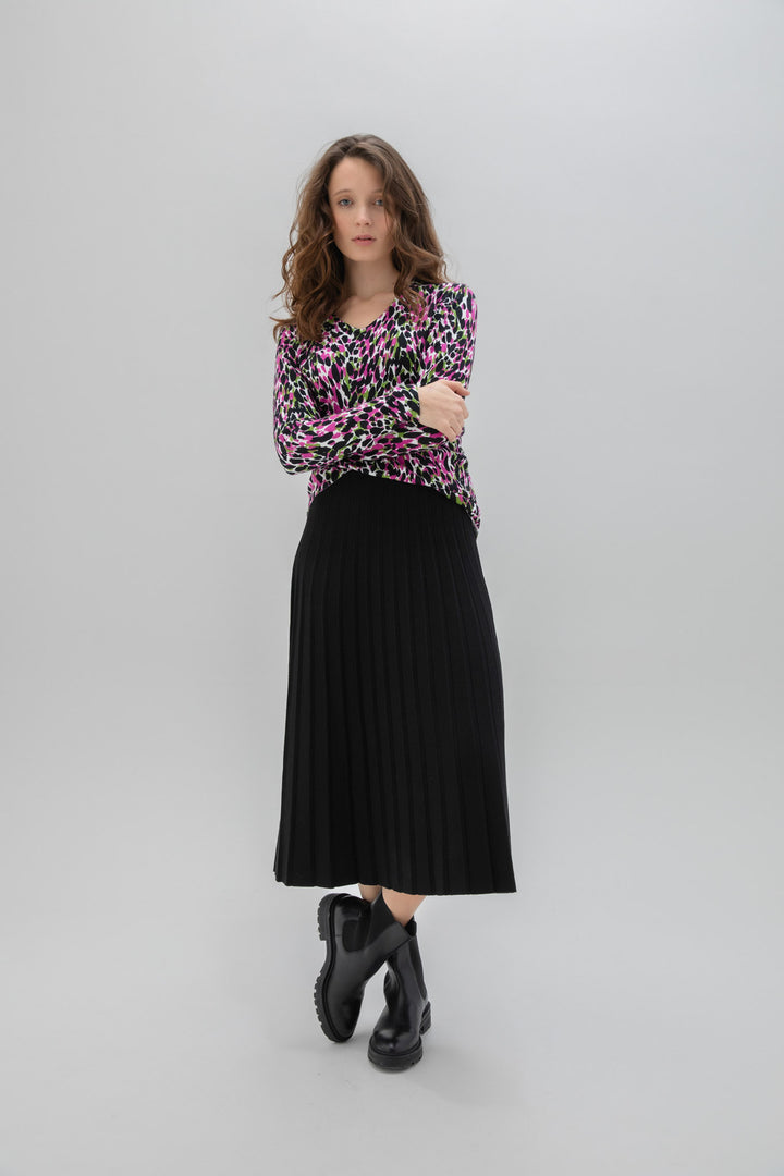 Pleated Black Maxi Skirt
