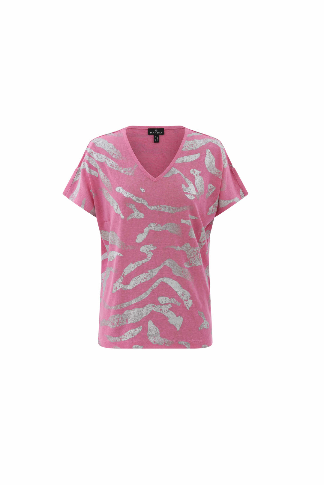 Marble V-Neck Foil Print Top