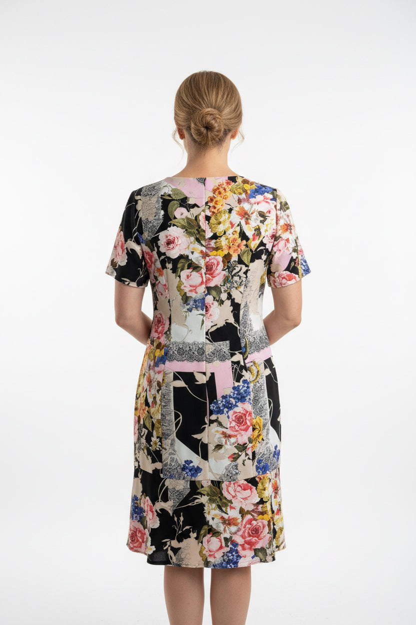 Basler Short Sleeve Floral Dress by Basler