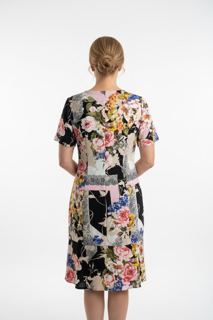 Basler Short Sleeve Floral Dress by Basler