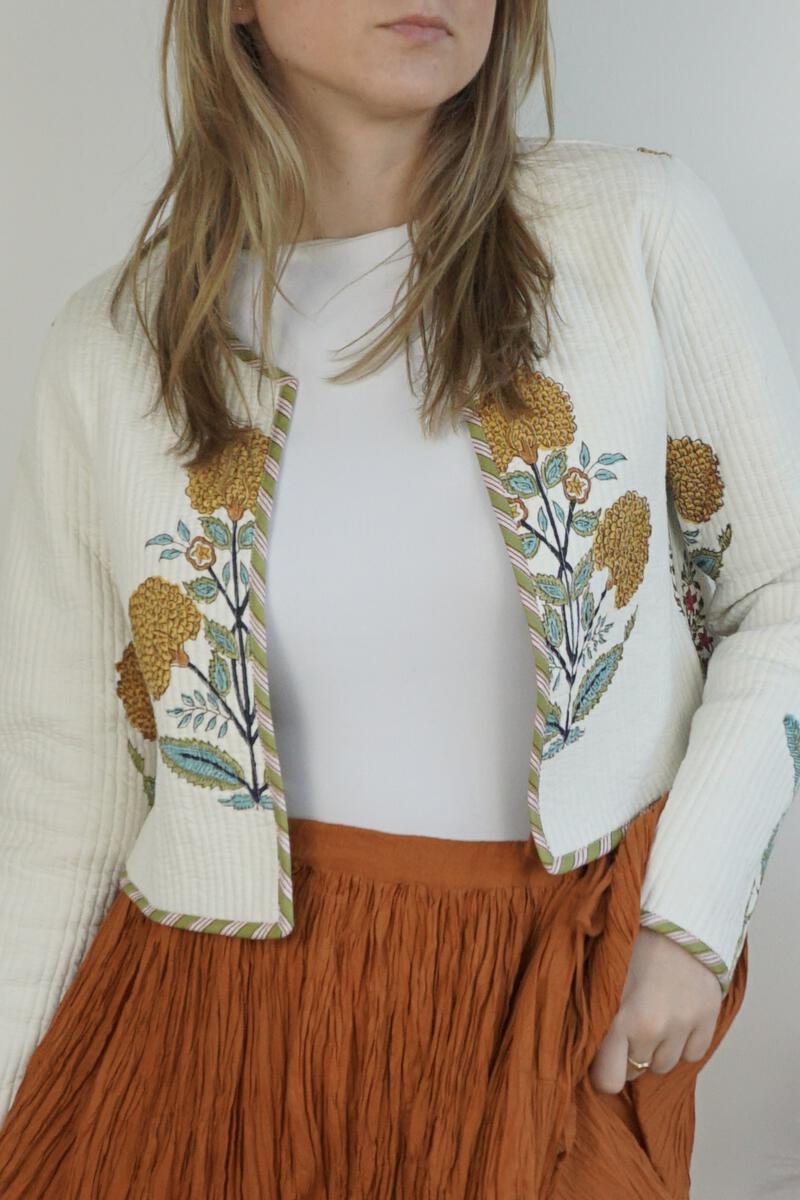 Elton Quilted Jacket - Kabir Floral from KADOU Boutique