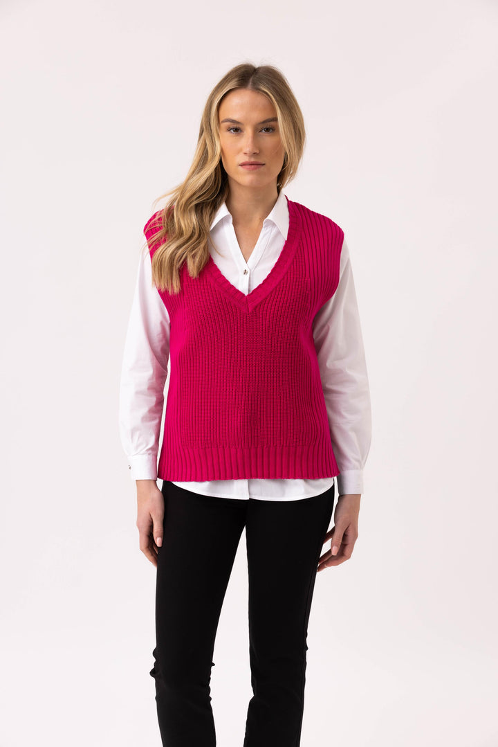 V-Neck Rib Knit Sweater Vest