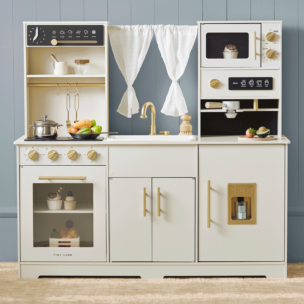 Tiny Land® Play Kitchen with Running Water - Iconic Aqua Kitchen in Cream from KADOU Boutique