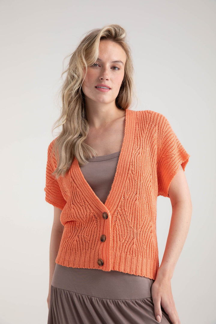 Marble Short Sleeve Knit Cardigan