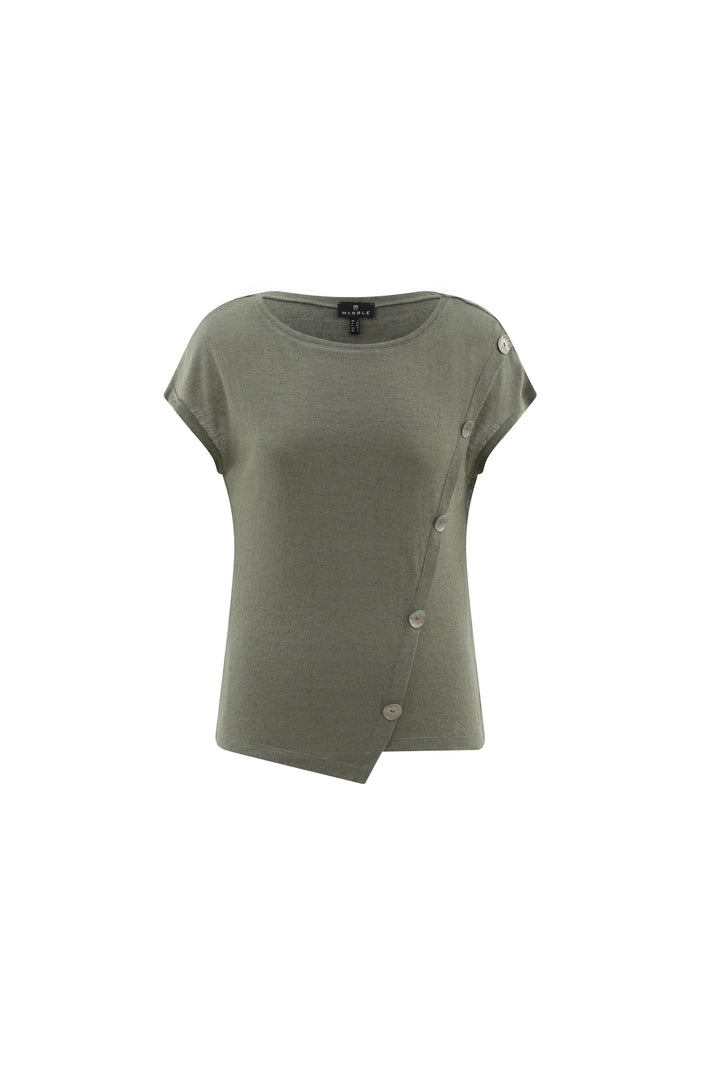 Marble Asymmetrical Button Top
