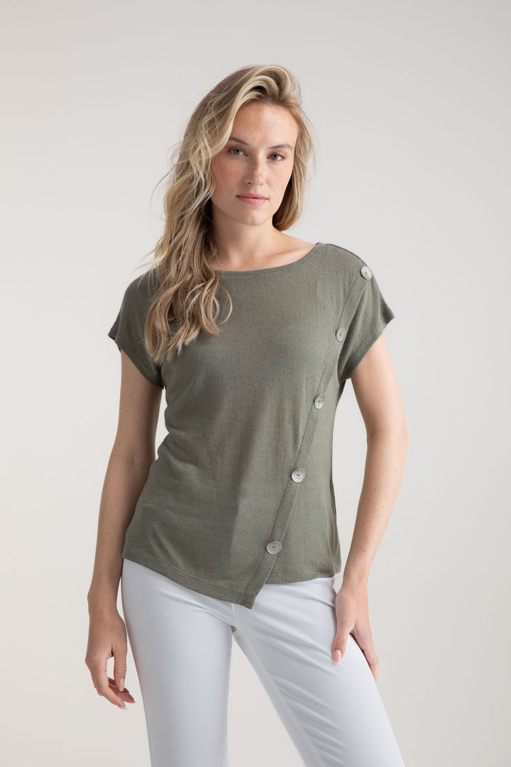 Marble Asymmetrical Button Top