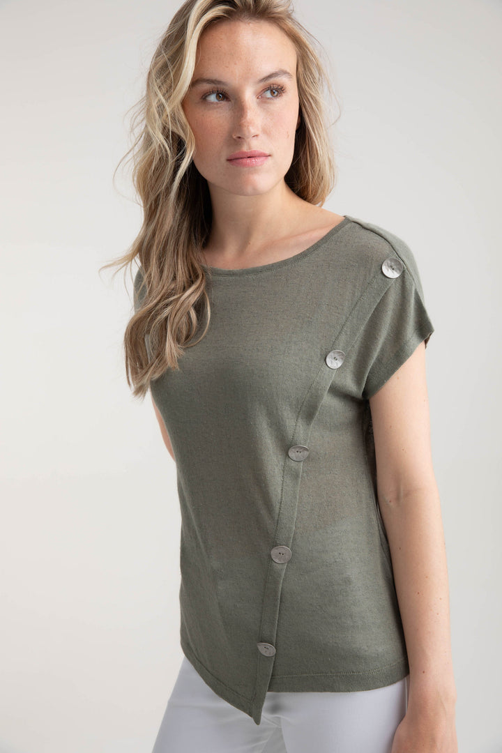 Marble Asymmetrical Button Top
