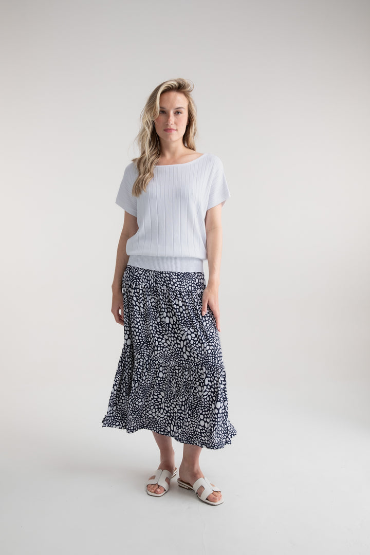 Marble Tiered Midi Skirt