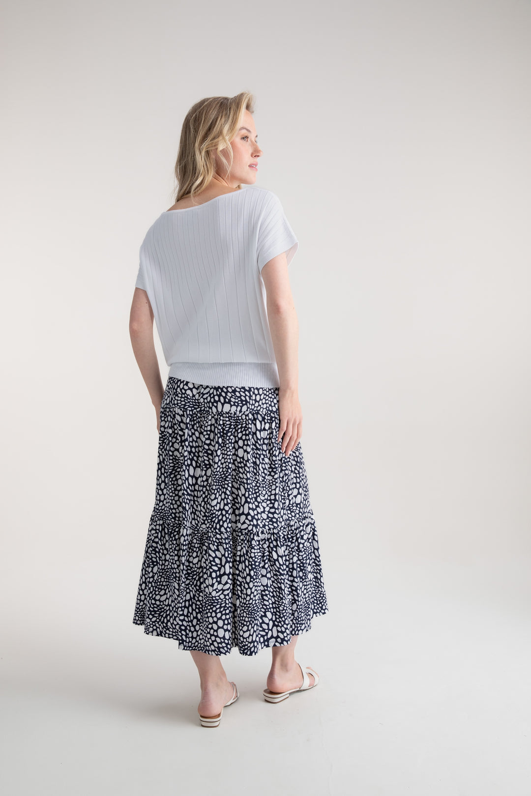 Marble Tiered Midi Skirt