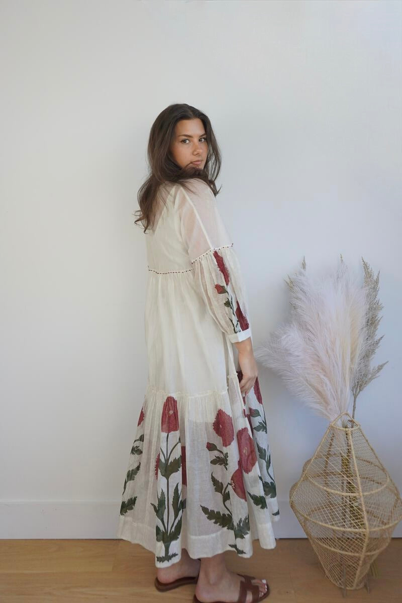 Gia Midi Dress - Cream Rose from KADOU Boutique