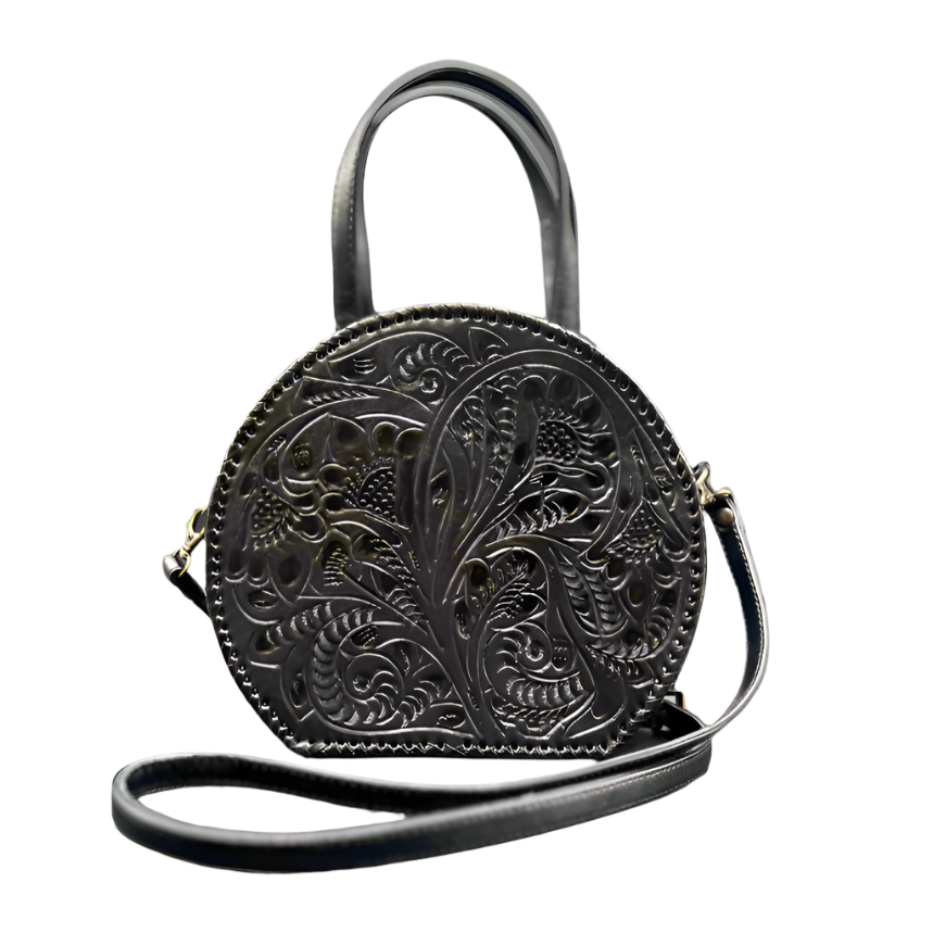 The Dixie | Hand-Tooled Leather Canteen Handbag from KADOU Boutique
