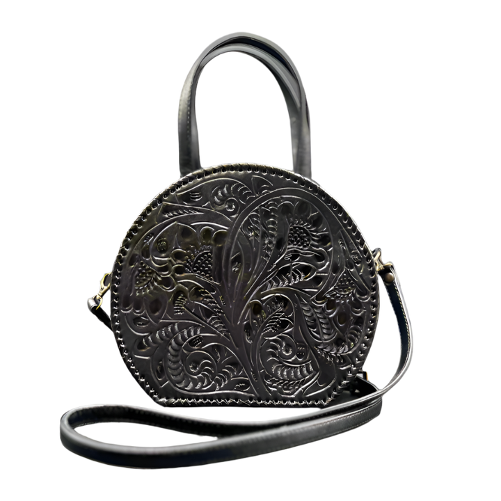 The Dixie | Hand-Tooled Leather Canteen Handbag from KADOU Boutique