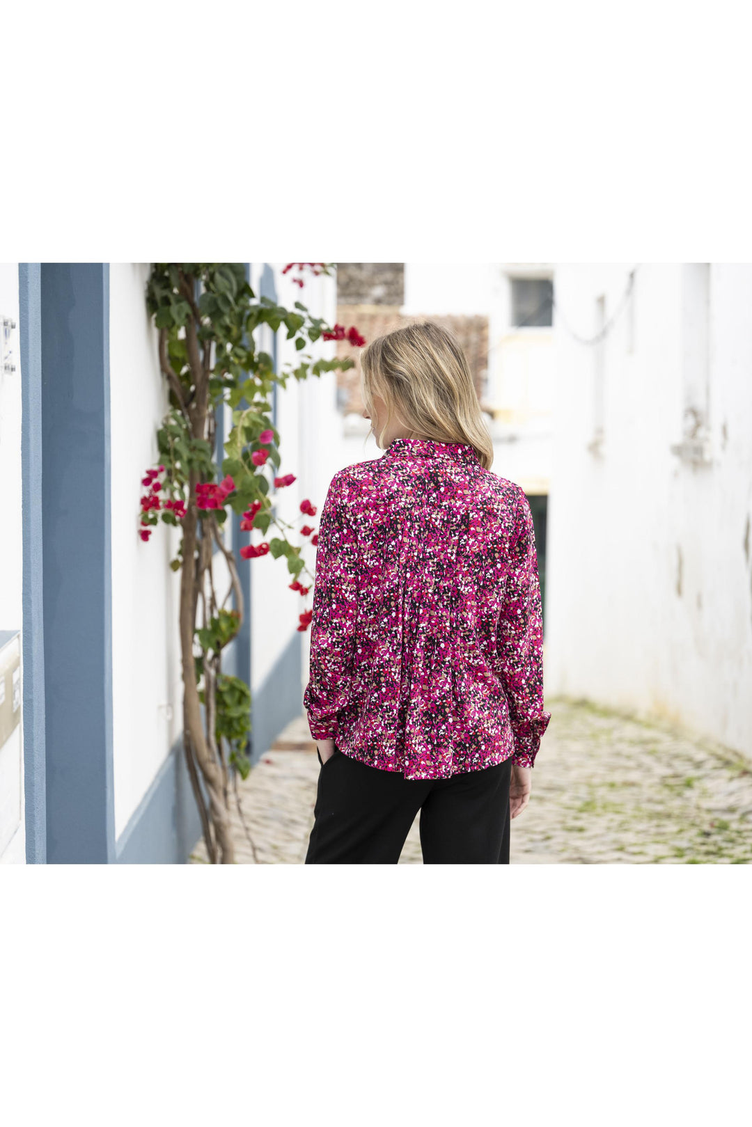 Collared Multi Print Blouse