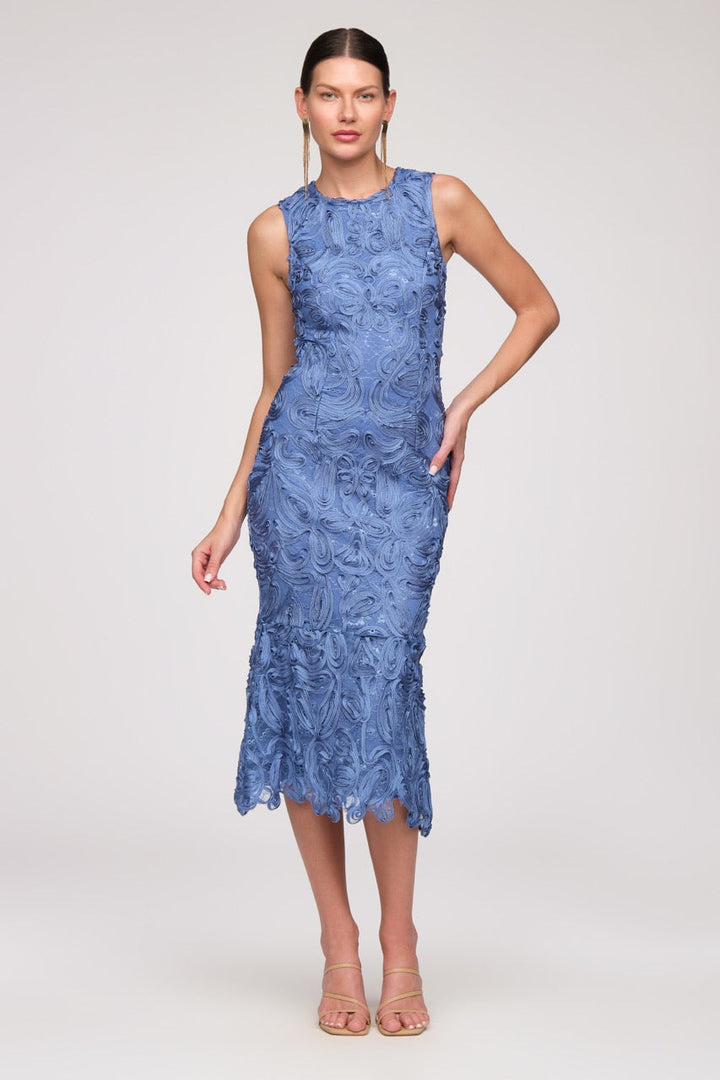 Meli Soutache Tea Length Dress from KADOU Boutique
