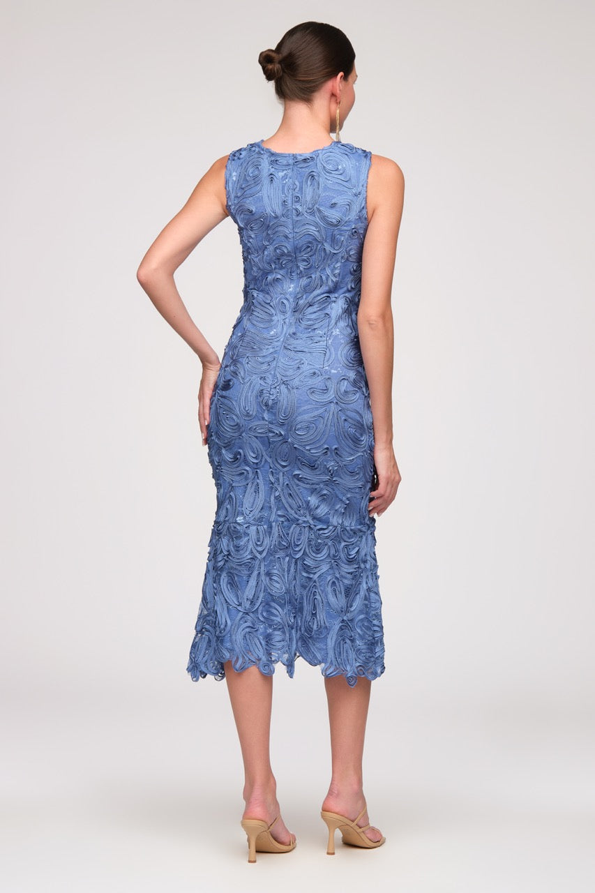 Meli Soutache Tea Length Dress from KADOU Boutique