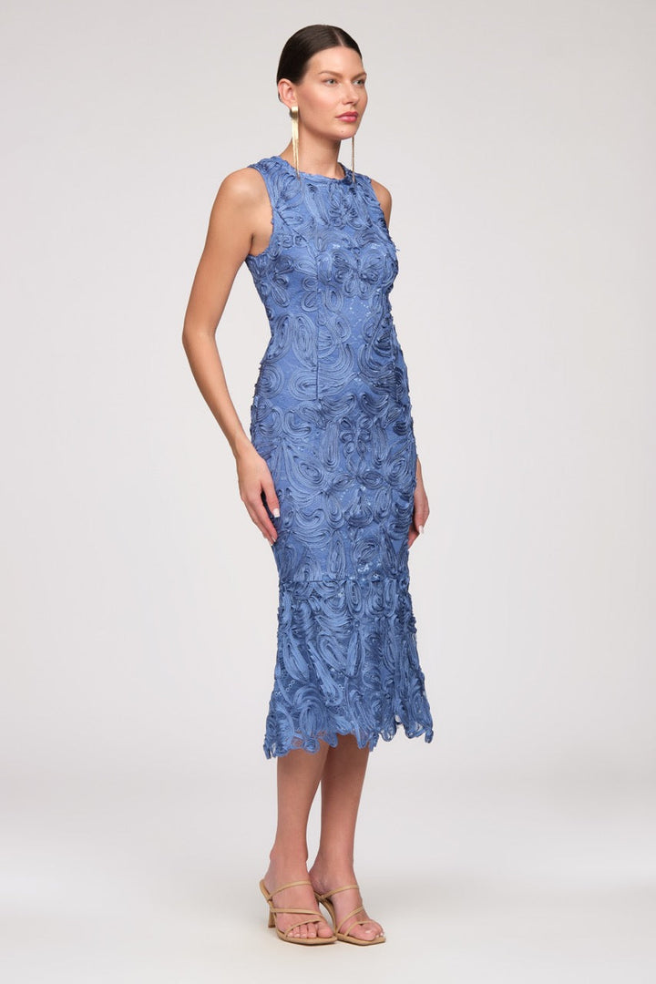 Meli Soutache Tea Length Dress from KADOU Boutique