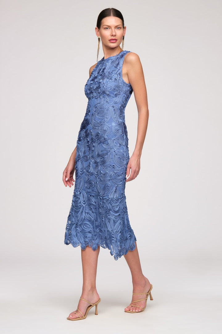 Meli Soutache Tea Length Dress from KADOU Boutique