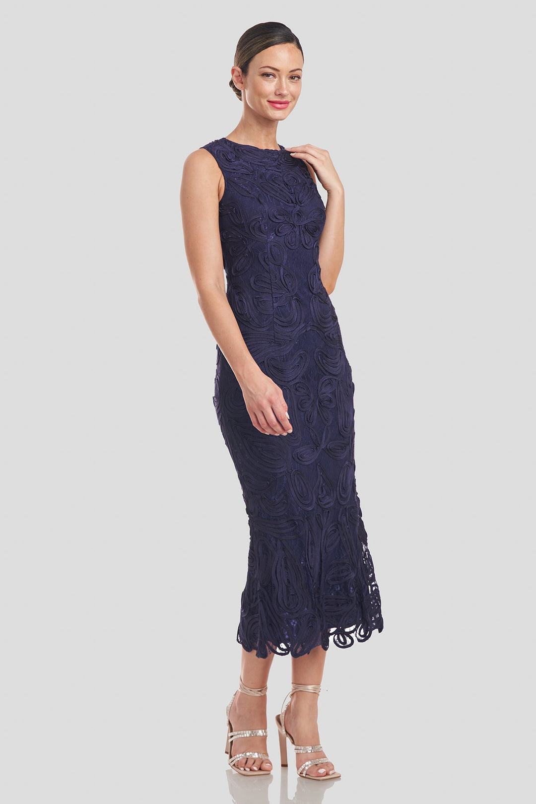 Meli Soutache Tea Length Dress from KADOU Boutique
