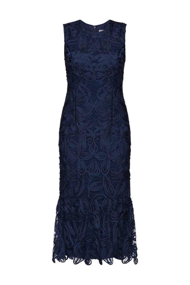 Meli Soutache Tea Length Dress