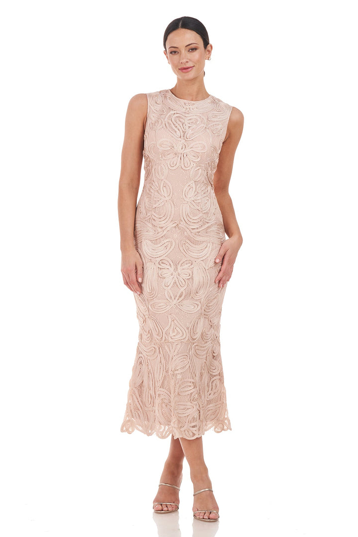 Meli Soutache Tea Length Dress from KADOU Boutique