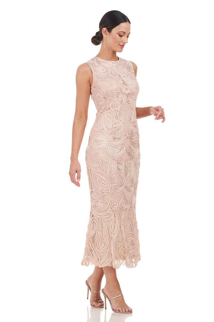 Meli Soutache Tea Length Dress from KADOU Boutique