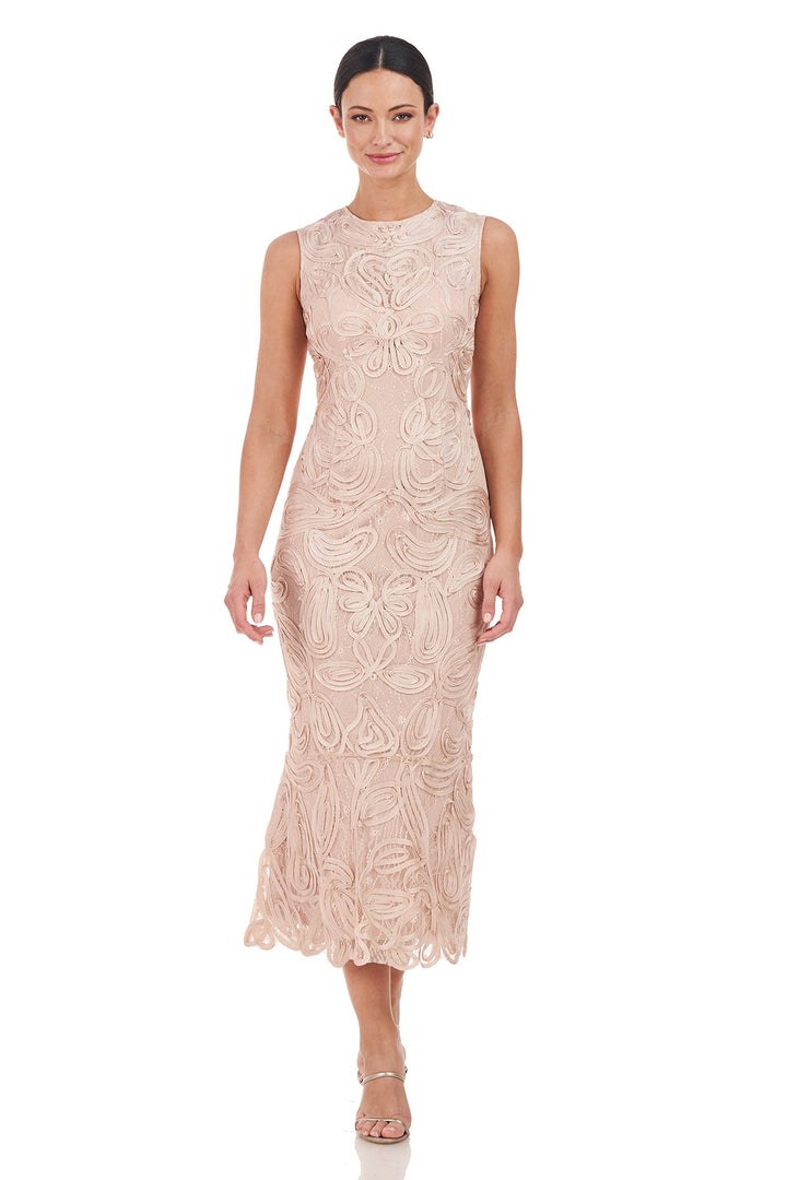 Meli Soutache Tea Length Dress from KADOU Boutique