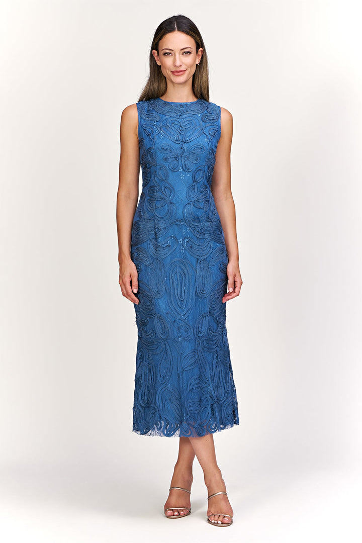 Meli Soutache Tea Length Dress from KADOU Boutique