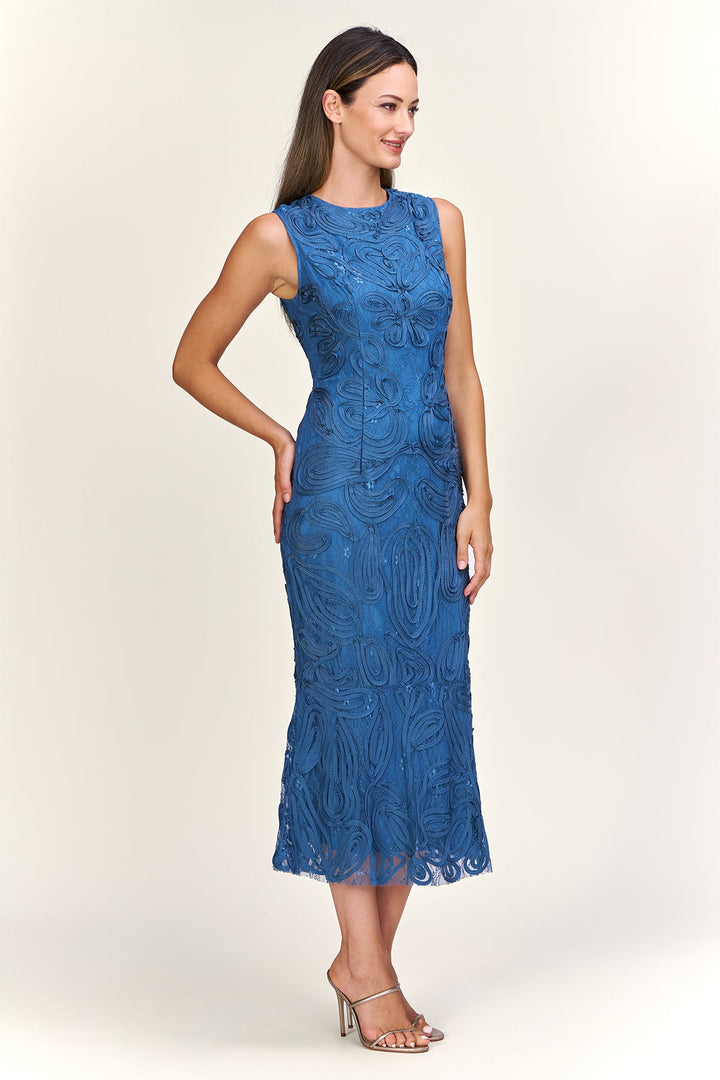 Meli Soutache Tea Length Dress from KADOU Boutique