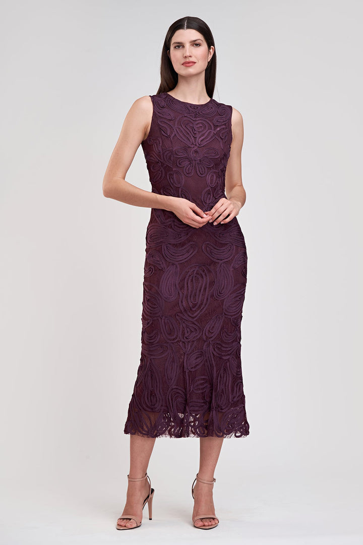 Meli Soutache Tea Length Dress from KADOU Boutique