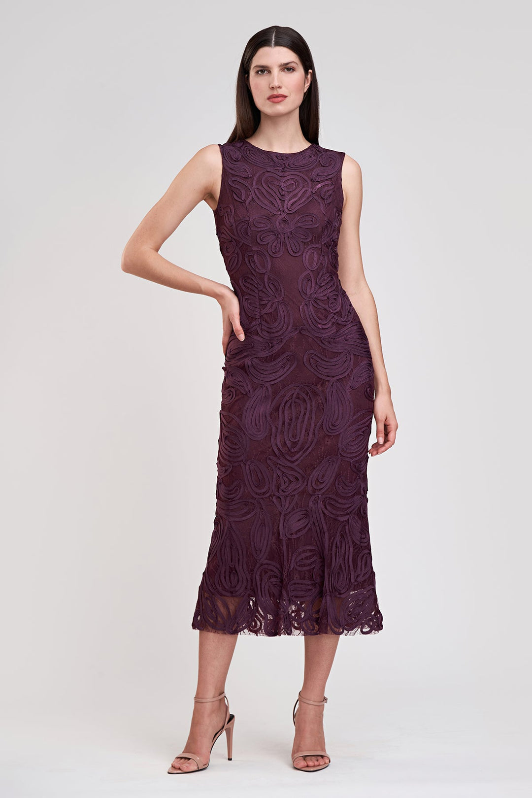 Meli Soutache Tea Length Dress from KADOU Boutique