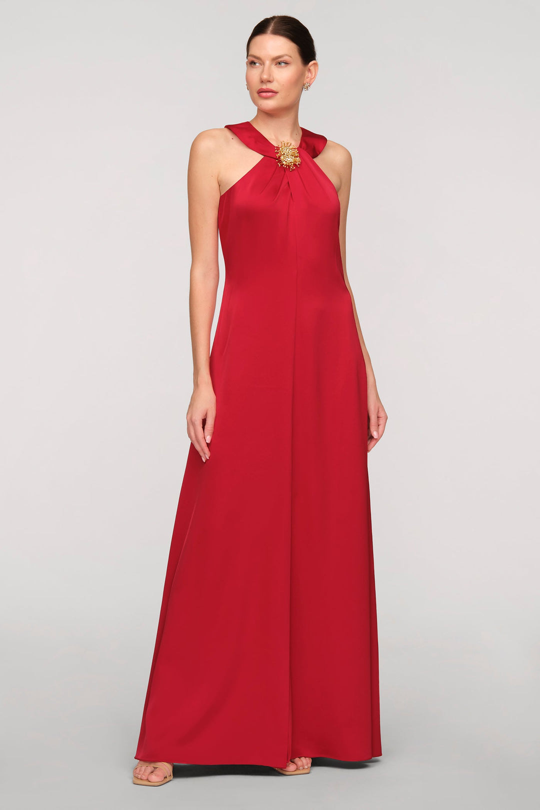 Maci Satin Halter Gown from KADOU Boutique