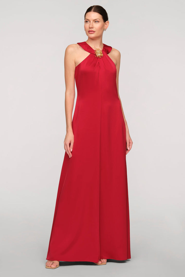 Maci Satin Halter Gown from KADOU Boutique